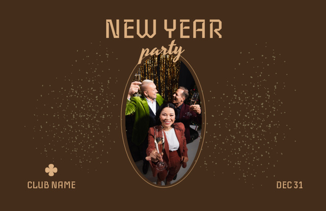 Ontwerpsjabloon van Flyer 5.5x8.5in Horizontal van People on New Year Party