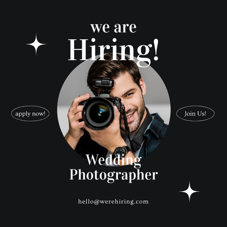 Wedding Photographer Available Position Anouncement in Black Instagram Design Template
