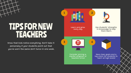 Tips for New Teachers with School Supplies Mind Map Design Template