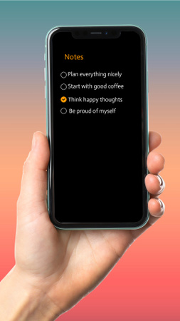 Template di design Elenco di controllo delle note sull'amore per se stessi sullo schermo di un telefono Instagram Story