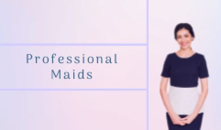 Cleaning Services Offer with Maid Business cardデザインテンプレート