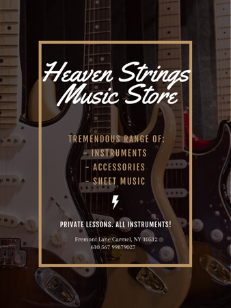 Guitars in Music Store Poster US – шаблон для дизайну
