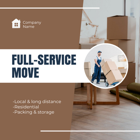 Moving Services with Courier moving Stuff to New Home Instagram Design Template