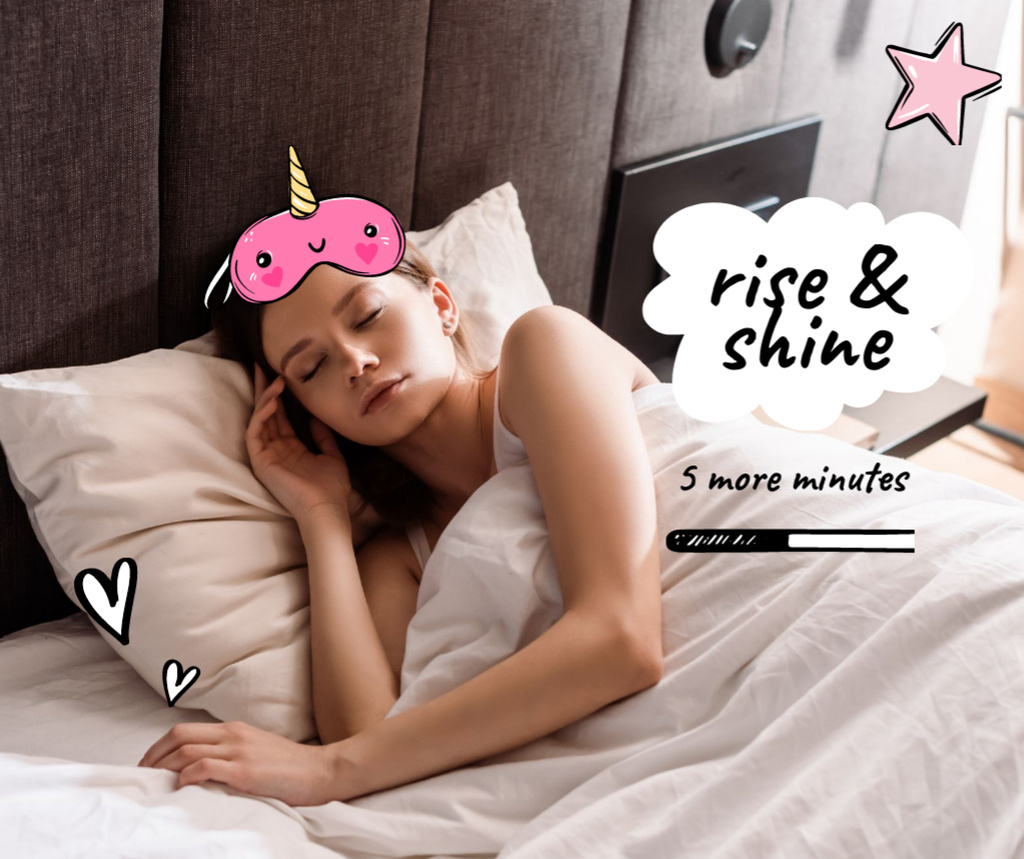 Designvorlage Sleepy Girl in morning für Facebook