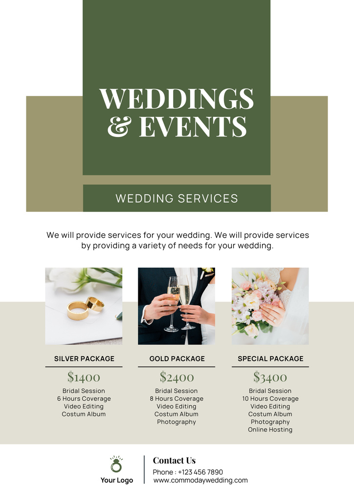 Wedding Event Packages Poster tervezősablon