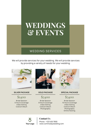 Plantilla de diseño de Paquetes de eventos de boda Poster 