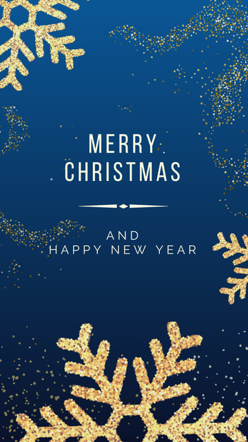 Christmas Wishes with Golden Snowflakes Instagram Story Design Template