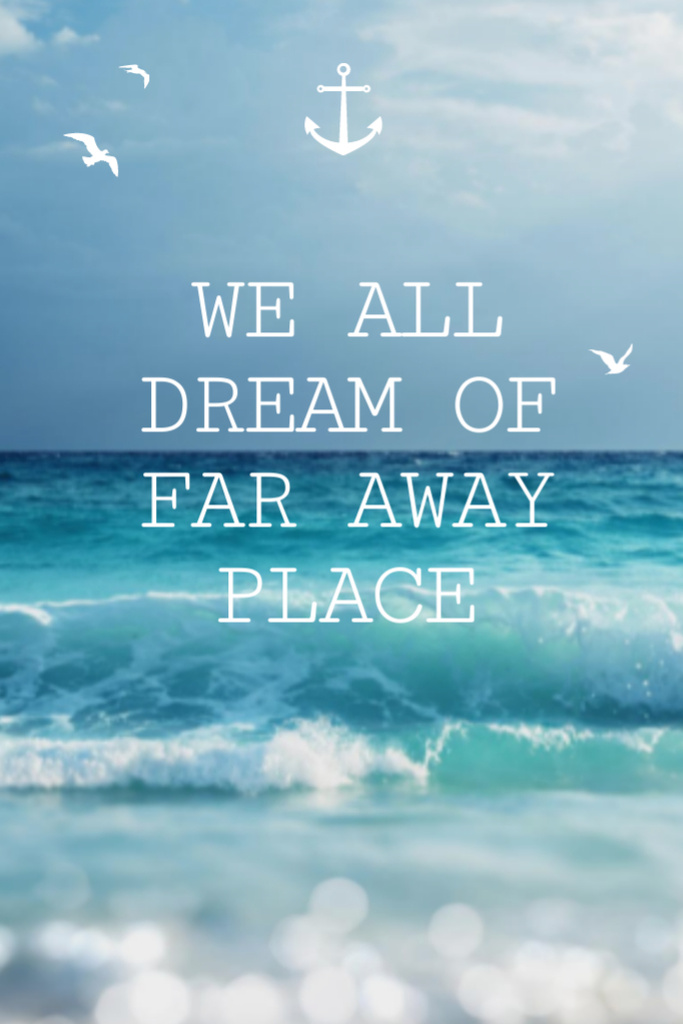 Vacation Quote on Background of Ocean Postcard 4x6in Vertical Design Template