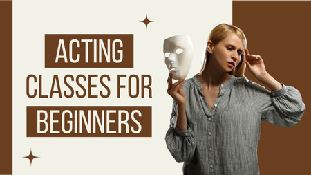 Acting Classes Offer for Beginners with Young Actress Youtube Thumbnail Design Template