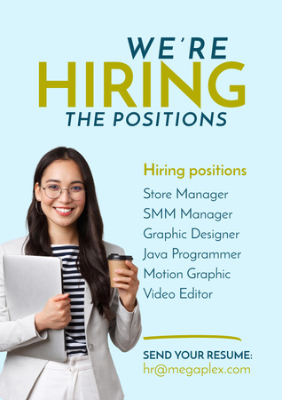 IT Specialist Vacancy Ad with Young Woman Poster Design Template