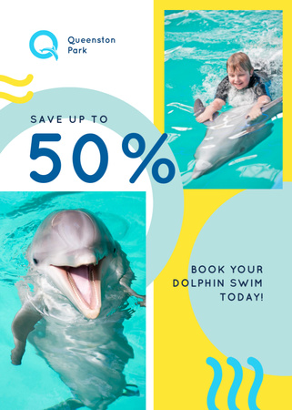 Modèle de visuel Dolphin Swim Offer Kid in Pool - Flayer
