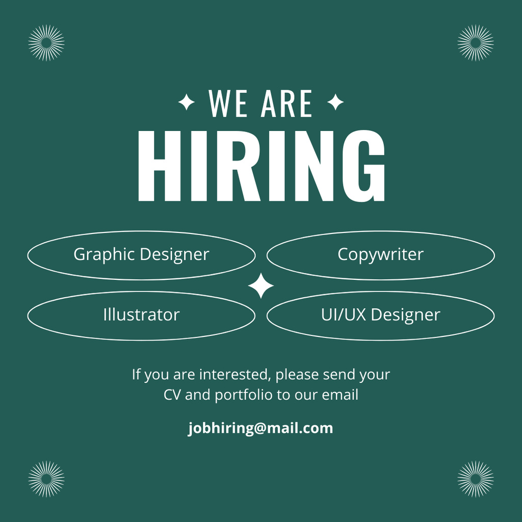 We Are Hiring Positions Offer Green Instagram Design Template