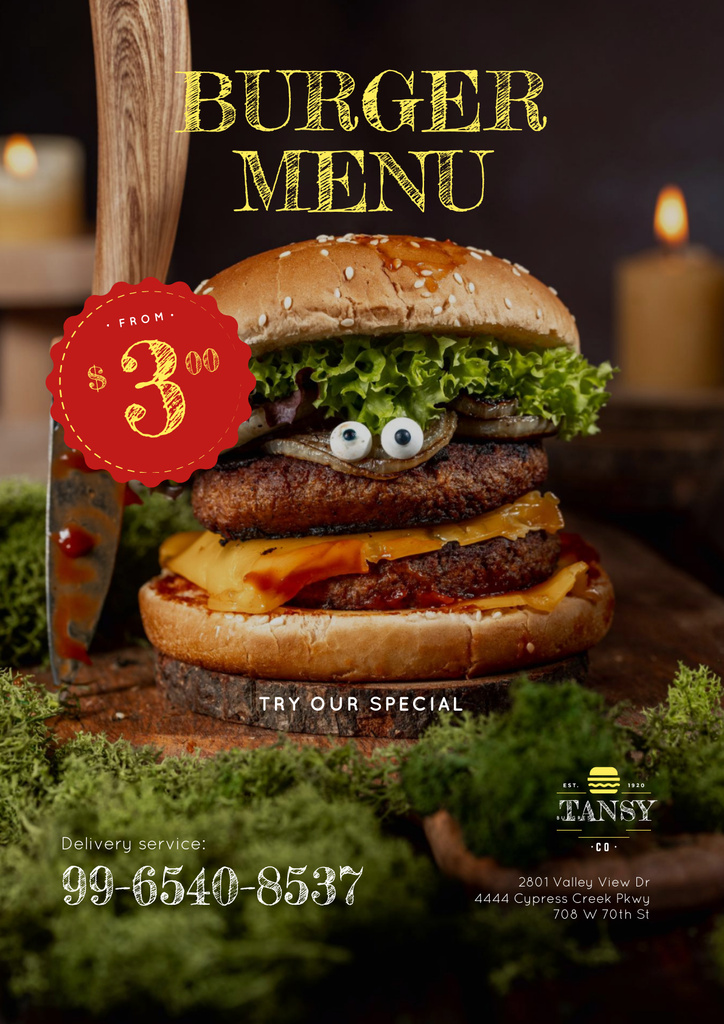 Tasty Burger Menu Offer Tasty Poster Modelo de Design