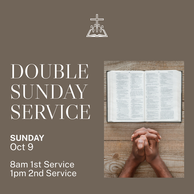 Double Sunday Service Announcement Instagram Design Template