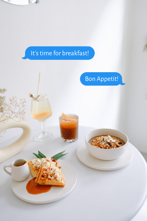 Designvorlage Delicious Breakfast on White Table für Pinterest