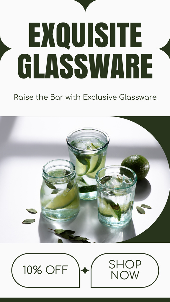 Fantastic Quality Glassware Offer With Discount Instagram Story – шаблон для дизайну