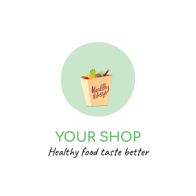 Paper Bag with Healthy Food from Grocery Store Animated Logo Design Template