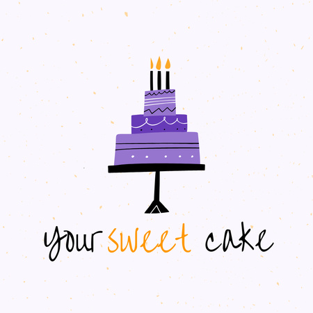 Bakery Ad with Doodle Illustrated Cake Logo Design Template