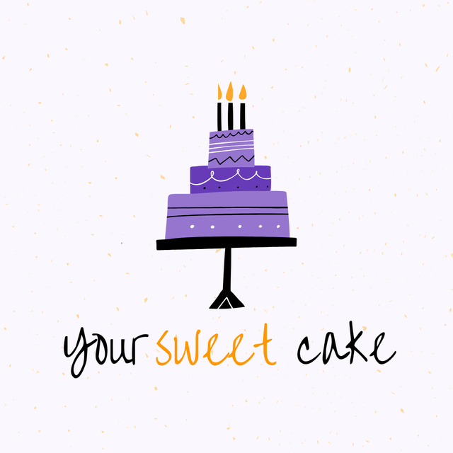 Bakery Ad with Doodle Illustrated Cake Logo Tasarım Şablonu