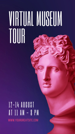 Virtual Museum Tour Announcement with Ancient Woman Statue TikTok Video Design Template