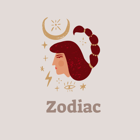 Woman Scorpio Zodiac Sign Logo Design Template