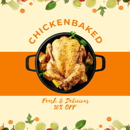 Ontwerpsjabloon van Instagram van Delicious Chicken Baked Offer