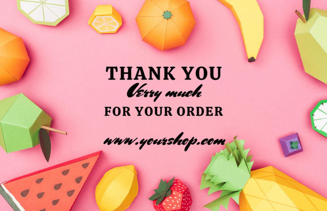 Template di design Thankful Phrase with Various Fruits Thank You Card 5.5x8.5in