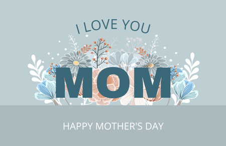 Template di design Mother's Day Greeting with Beautiful Flowers on Blue Green Thank You Card 5.5x8.5in