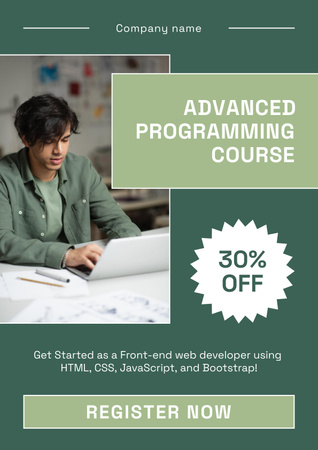 Man on Advanced Programming Course Poster Design Template