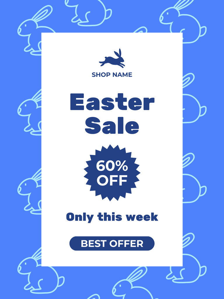 Easter Promotion with Illustration of Easter Rabbits Poster US tervezősablon