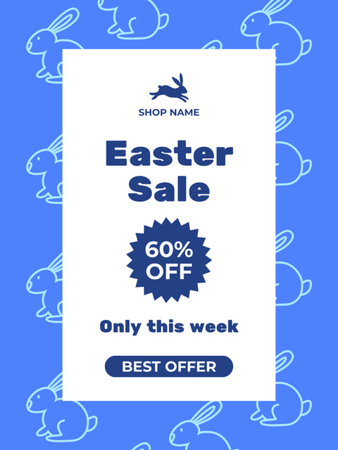 Easter Promotion with Illustration of Easter Rabbits Poster US – шаблон для дизайна