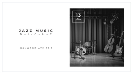 Event Announcement with Musical Instruments on Stage FB event cover Design Template