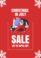 Christmas Holiday Sale in July with Merry Santa Claus on Red