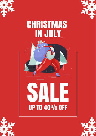 Christmas Sale in July with Merry Santa Claus Flyer A6 Design Template