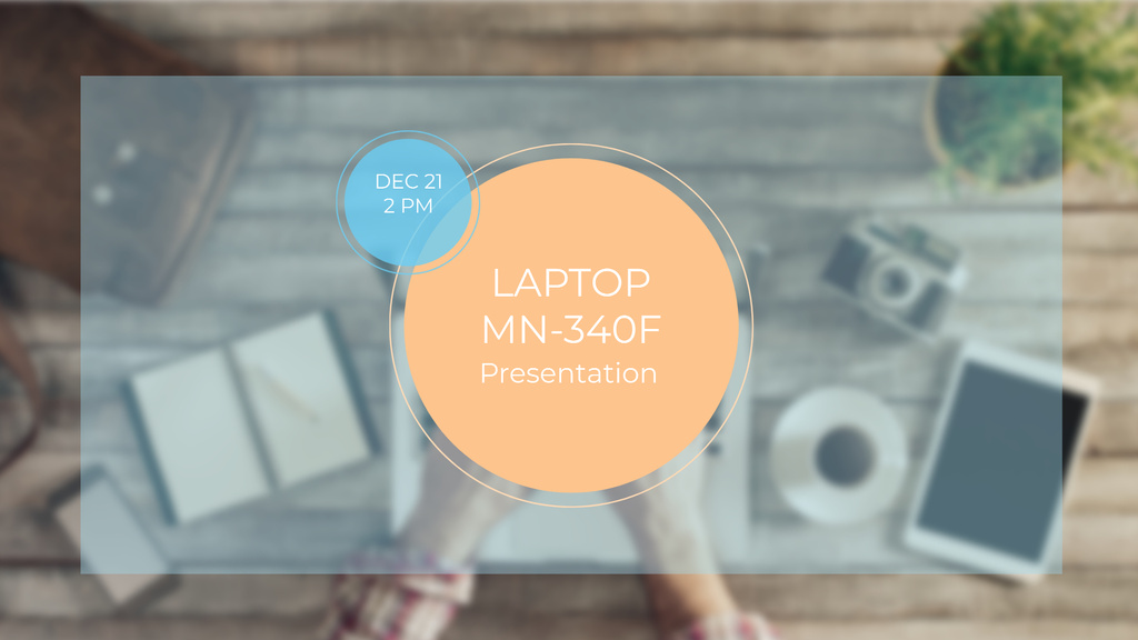 Laptop Presentation Ad with Gadgets on Workplace FB event coverデザインテンプレート