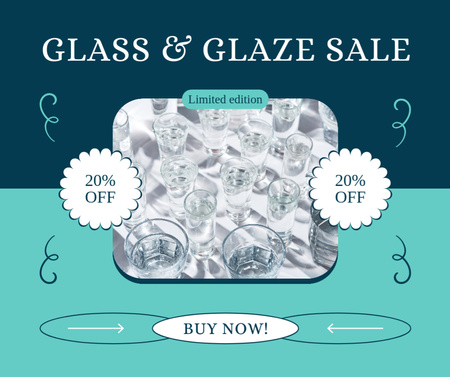 Designvorlage Minimalistisches Trinkgeschirr-Set aus Glas mit Rabatten für Facebook