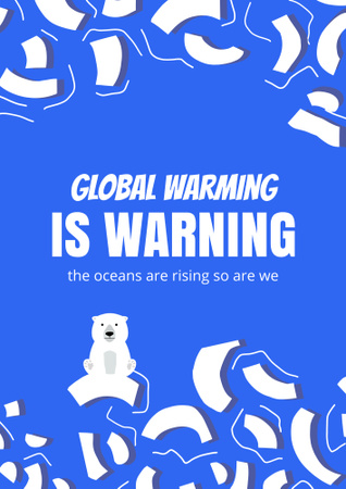 Global Warming Awareness with Cute Polar Bear Poster B2デザインテンプレート