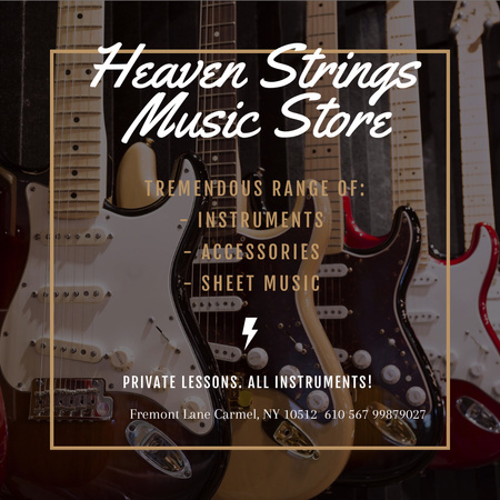 Ontwerpsjabloon van Instagram AD van Guitars in Music Store