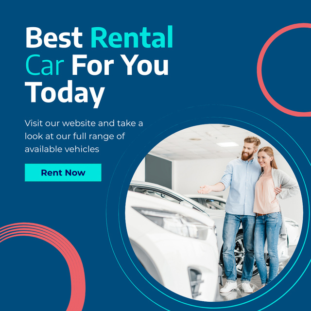 Best Car Rental Services Offer on Blue Instagram Tasarım Şablonu