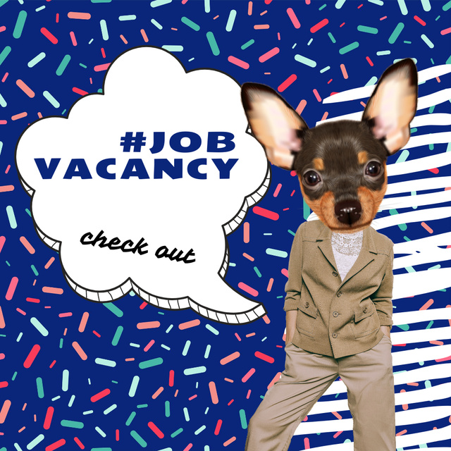 Vacancy Ad with Funny Dog with Female Body Instagram Modelo de Design