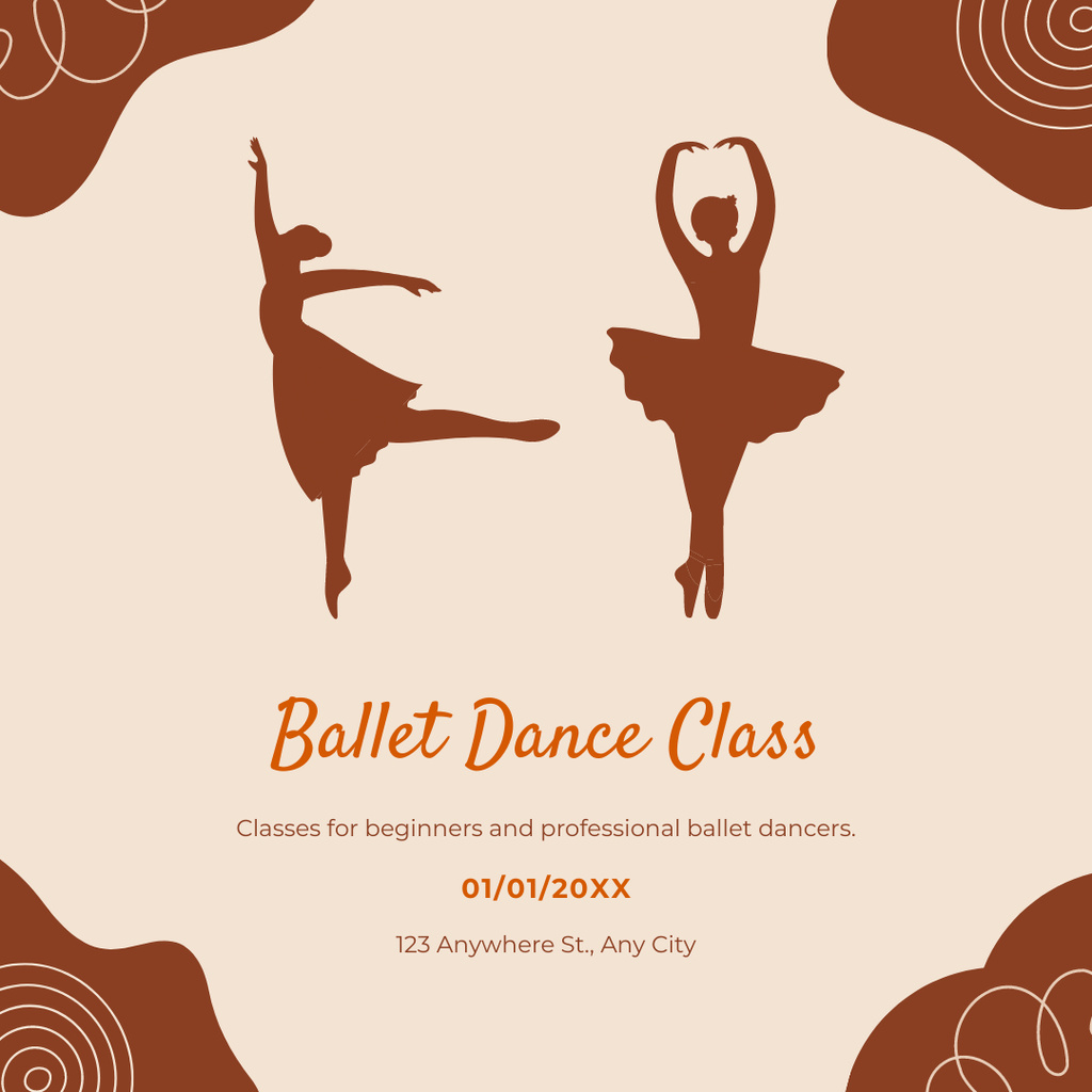 Ballet Dance Classes Ad with Illustration of Ballerinas Instagram Modelo de Design