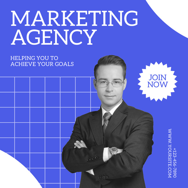Modèle de visuel Marketing Agency Service for Business Goals Achieving - LinkedIn post