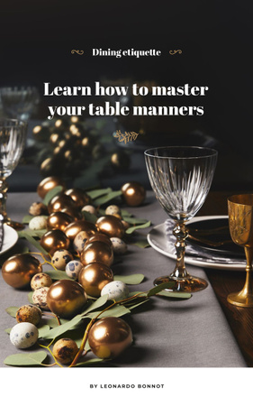 Festive formal dinner table setting Book Cover Πρότυπο σχεδίασης