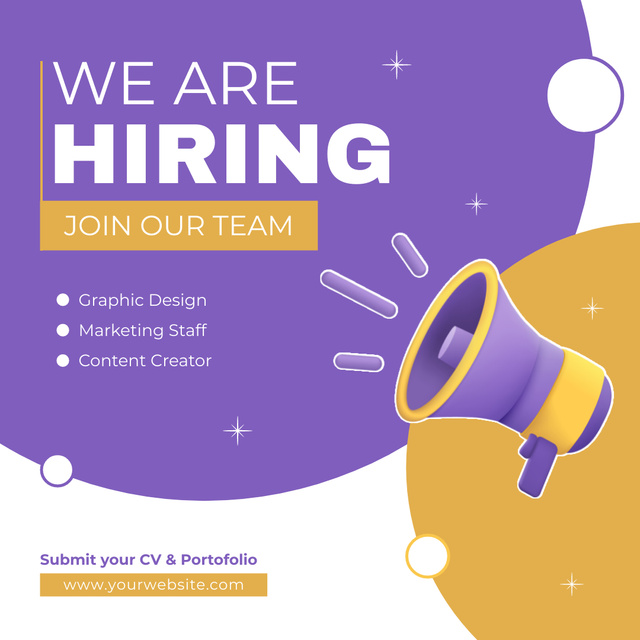 Graphic Designer And Marketing Staff Roles Open for Applications Instagram Πρότυπο σχεδίασης