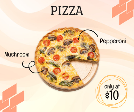 Ontwerpsjabloon van Facebook van Italian Restaurant Promotion with Delicious Pizza