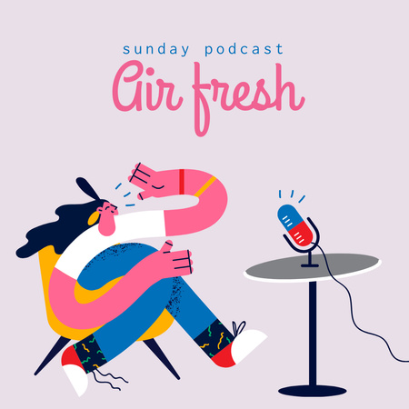 Ontwerpsjabloon van Animated Post van podcast onderwerp aankondiging met talking girl