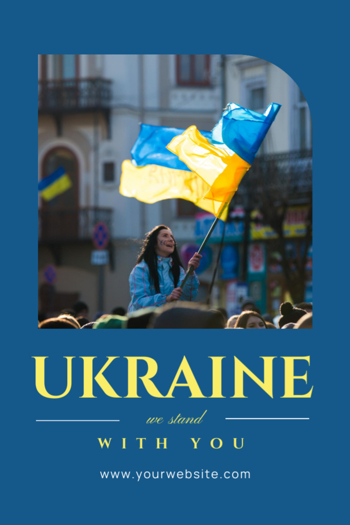 Young Woman with Ukrainian Flag Flyer 4x6in Design Template