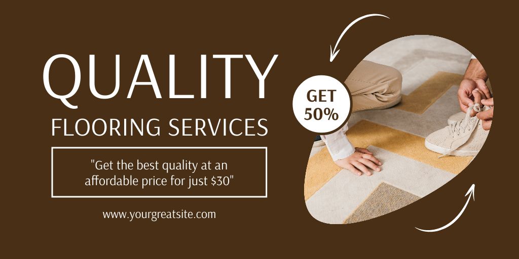 Designvorlage Offer of Quality and Professional Flooring Services with Discount für Twitter