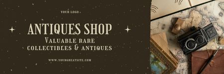 Modèle de visuel Promo de magasin d'antiquités avec objets de collection - Twitter