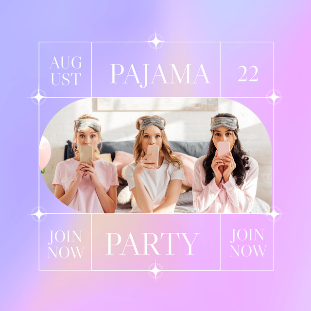 Exciting Pajama Party Announcement In Gradient Instagram Tasarım Şablonu